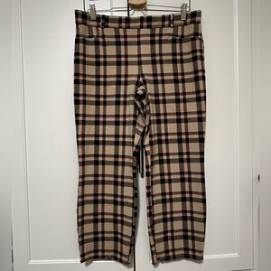 Sanctuary Tan Plaid Ankle Pants with Black and Red Windowpane